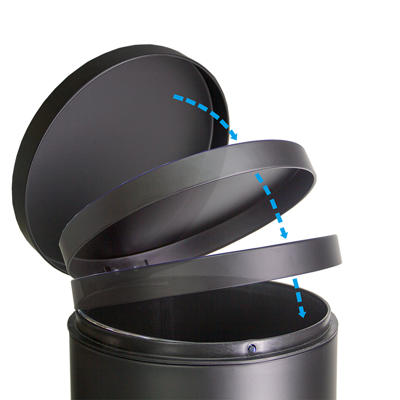 Runder Treteimer aus Metall mit geräuschlosem Soft-Close-Deckel für Küche und Badezimmer