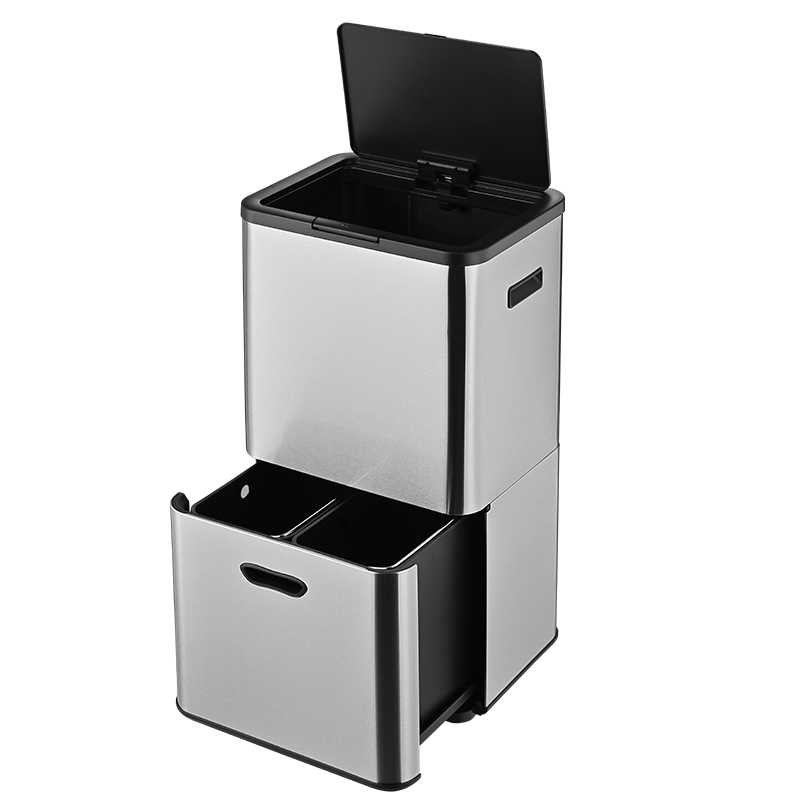 65L Doppelfach- und Recyclingbehälter, platzsparender Mülleimer für die Küche