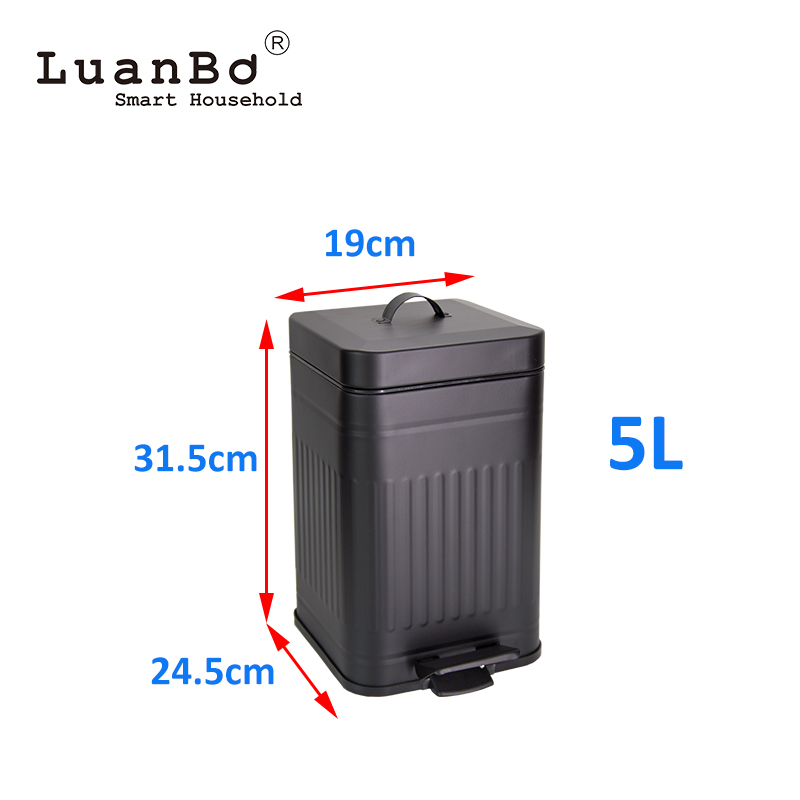 5L/30L quadratischer römischer säulenförmiger Treteimer mit Soft-Close-Funktion und Offenbleiben für Küche und Badezimmer