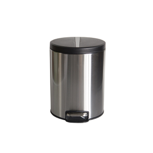 Runder Treteimer aus Edelstahl mit Soft-Close-Funktion und Kunststoffdeckel für Wohnzimmer und Badezimmer