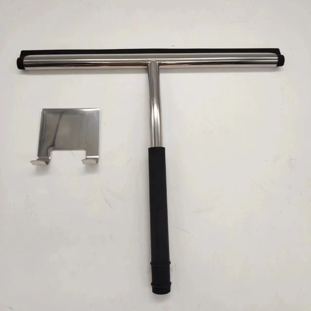 Schwarzer Fensterglaswischer mit 3M -Kleber -Haken -Dusch -Rakel mit Silikongriff