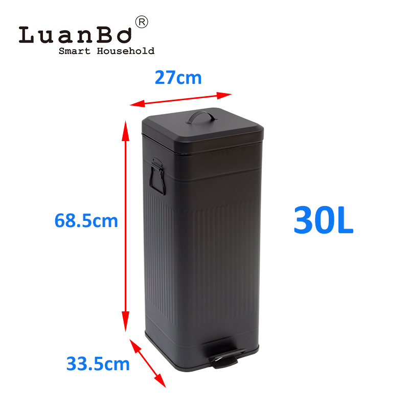 5L/30L quadratischer römischer säulenförmiger Treteimer mit Soft-Close-Funktion und Offenbleiben für Küche und Badezimmer