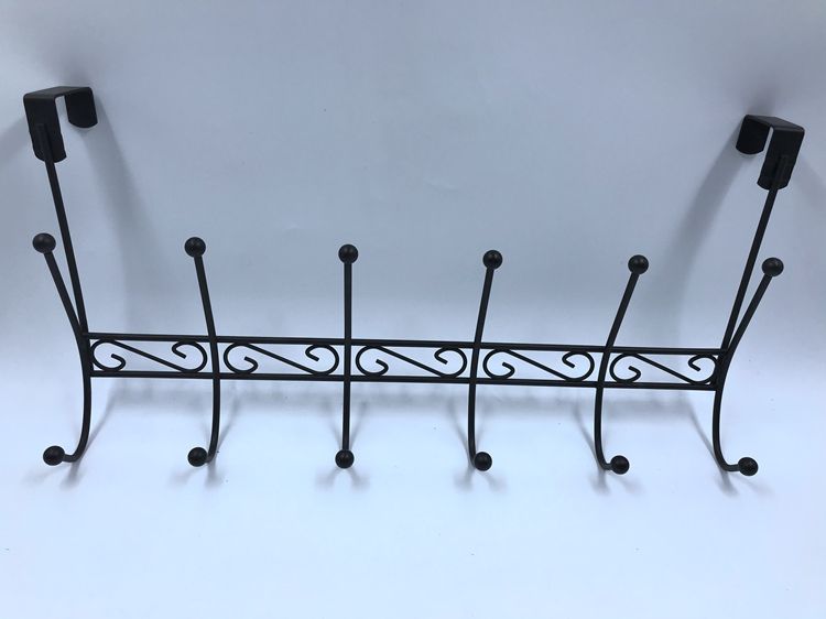 6-hook über der Türmatte schwarzer Multi-Open-Tür-Haken schwarzer Farbe Metallhaken für Tür