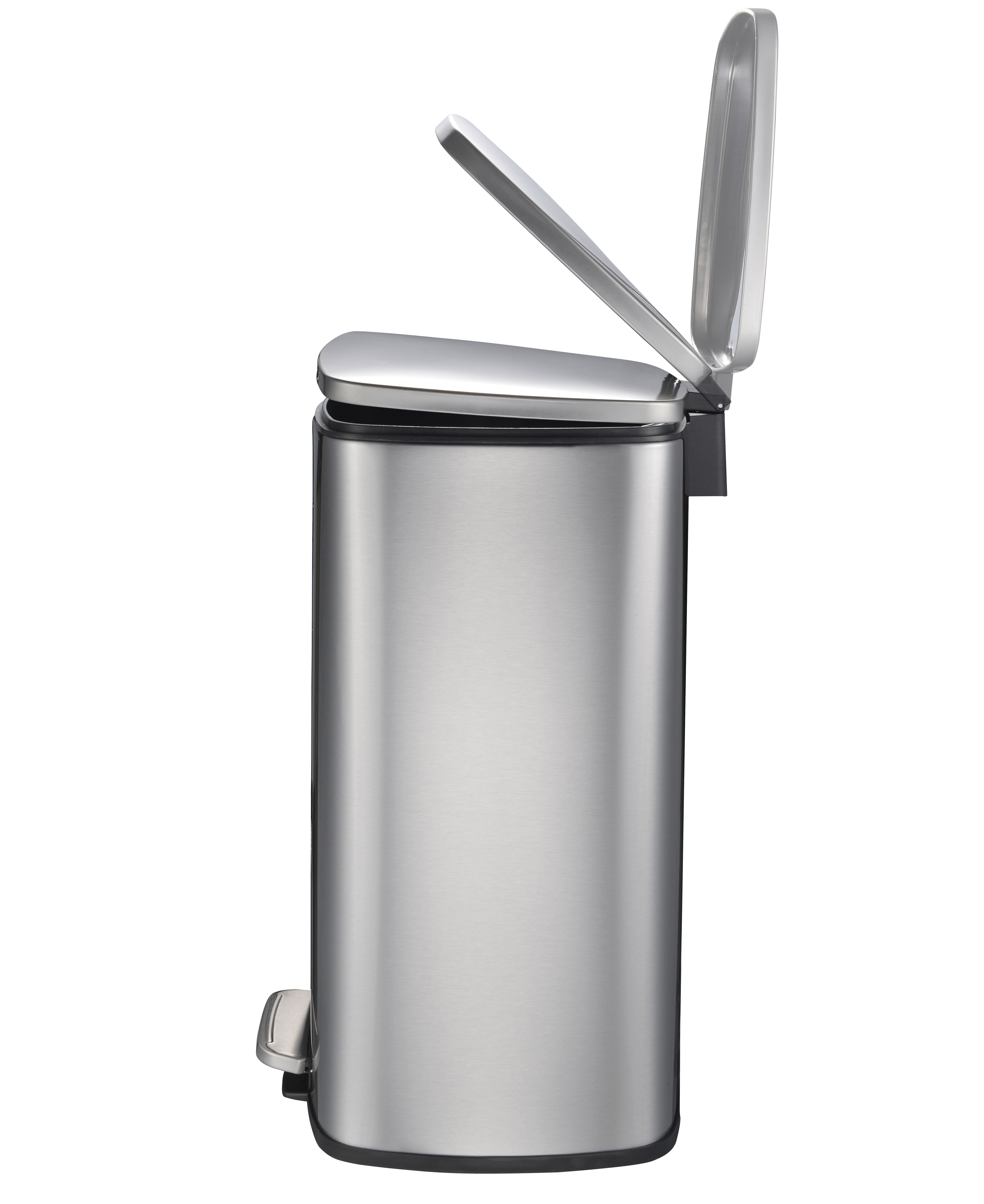 30l Satin Finishing Edelstahl Quadratmeter Pedal-Anti-Fingerabfall-Mülleimer