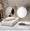 Moderne hochwertige haltbare Badezimmerständer Kosmetikspiegel in stahlpulverbeschichteten Gold