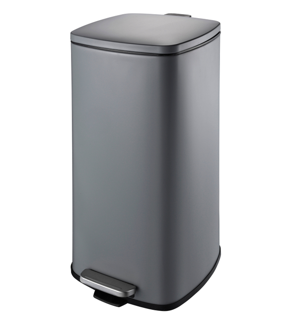 30l große Kapazität pulverbeschichtete Metallquadratmeter Pedal Weicher Abfallbehälter