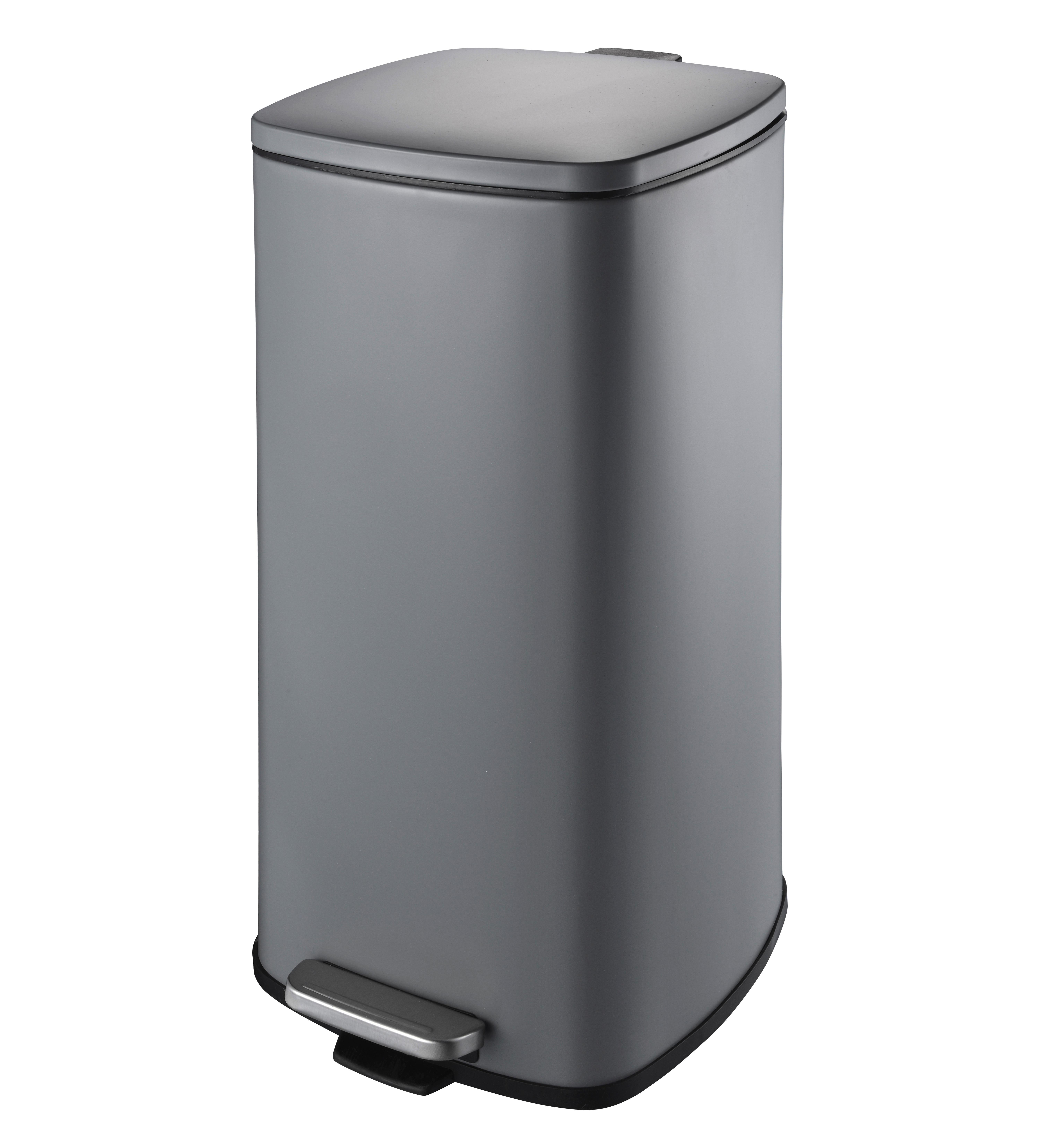 30l große Kapazität pulverbeschichtete Metallquadratmeter Pedal Weicher Abfallbehälter