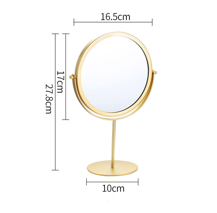 Moderne hochwertige haltbare Badezimmerständer Kosmetikspiegel in stahlpulverbeschichteten Gold