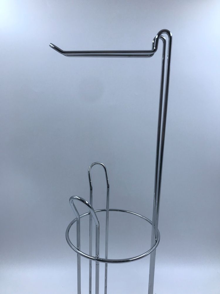 Chrom stehende Toilette Abnehmbares Badezimmerpapierhalter Metallrollenpapierhalter mit Aufbewahrungsfunktion Papierhalter