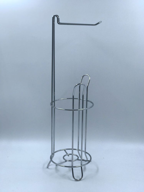 Chrom stehende Toilette Abnehmbares Badezimmerpapierhalter Metallrollenpapierhalter mit Aufbewahrungsfunktion Papierhalter