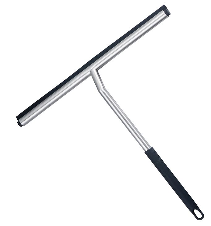 Schwarzer Fensterglaswischer mit 3M -Kleber -Haken -Dusch -Rakel mit Silikongriff