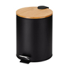 2024 Populäres Modell Bambus Deckel 5 -Liter Black Round Metal Foot Pedal Mülleimer mit abnehmbarem innerem Wastkorb für Küche