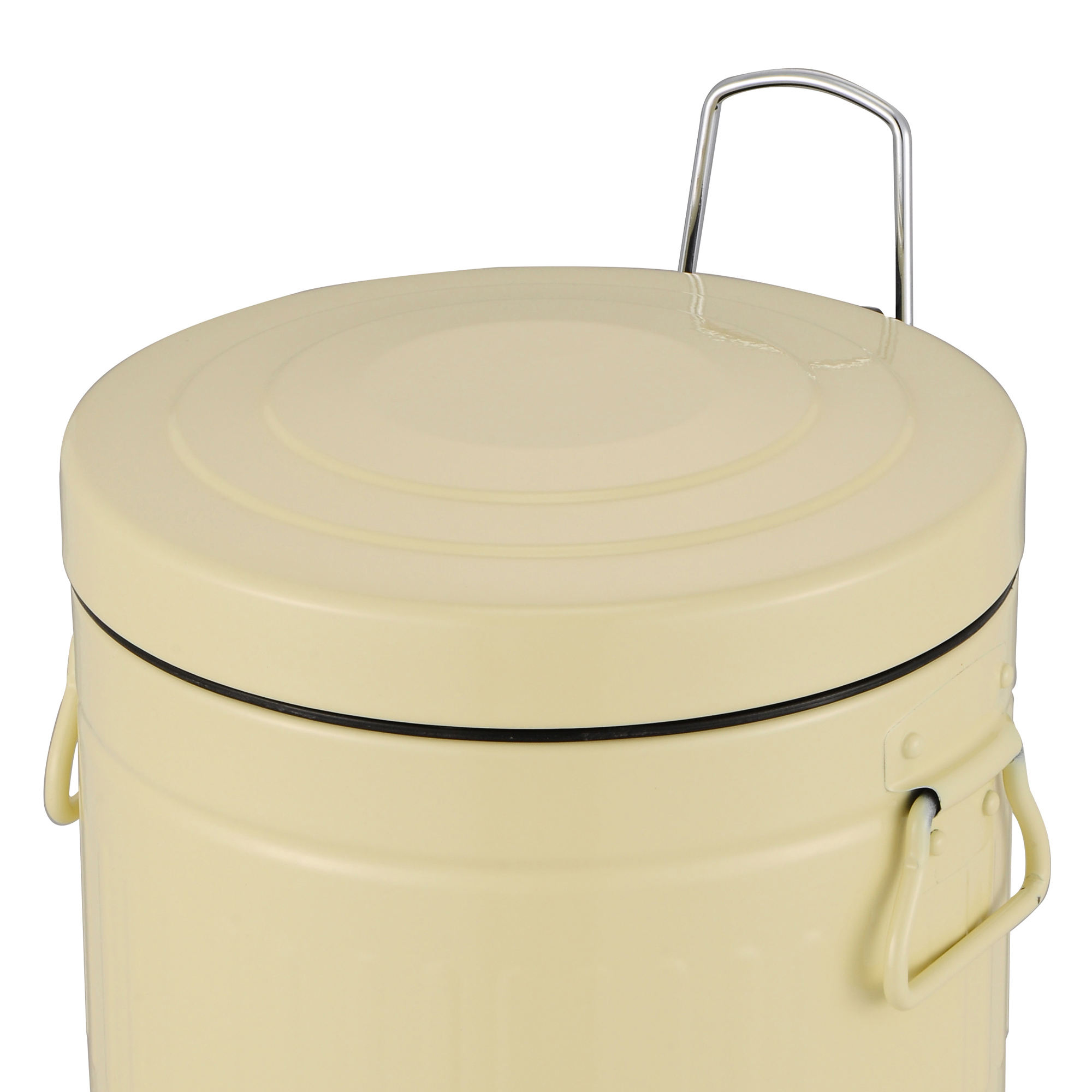 BSCI -Hersteller cremefarbener Pedalbehälter mit Kleiderbügel Recycling Plastikabfallbehälter mit Pedal und innerem Eimer