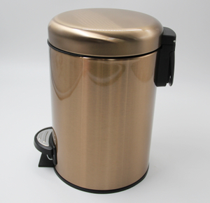 3L Gold glänzender Farbe Edelstahl Hotel Pedal Müllbehälter Bad Zubehör Fußpedal Abfallbehälter 410 Beschichtungsmüll Can