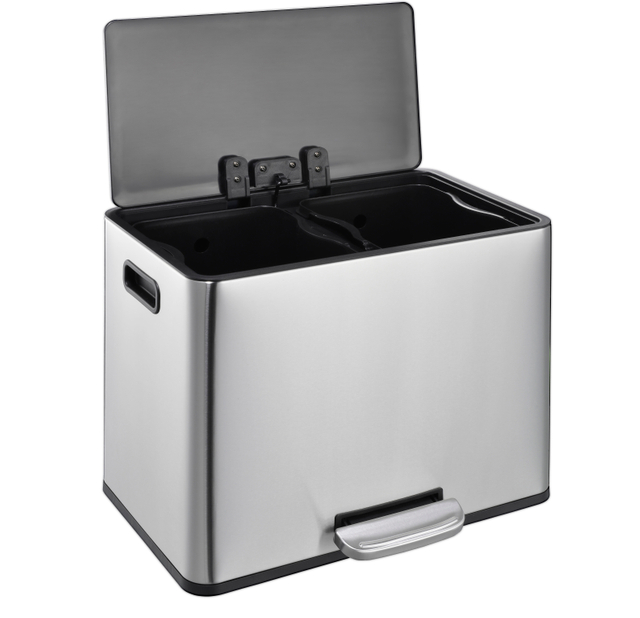 Edelstahl 2x10.5l Hochqualitätsquadratische 2 -Fachfächer Fuß Pedal Satin Finishing Matte Klassifizierter Müll Can