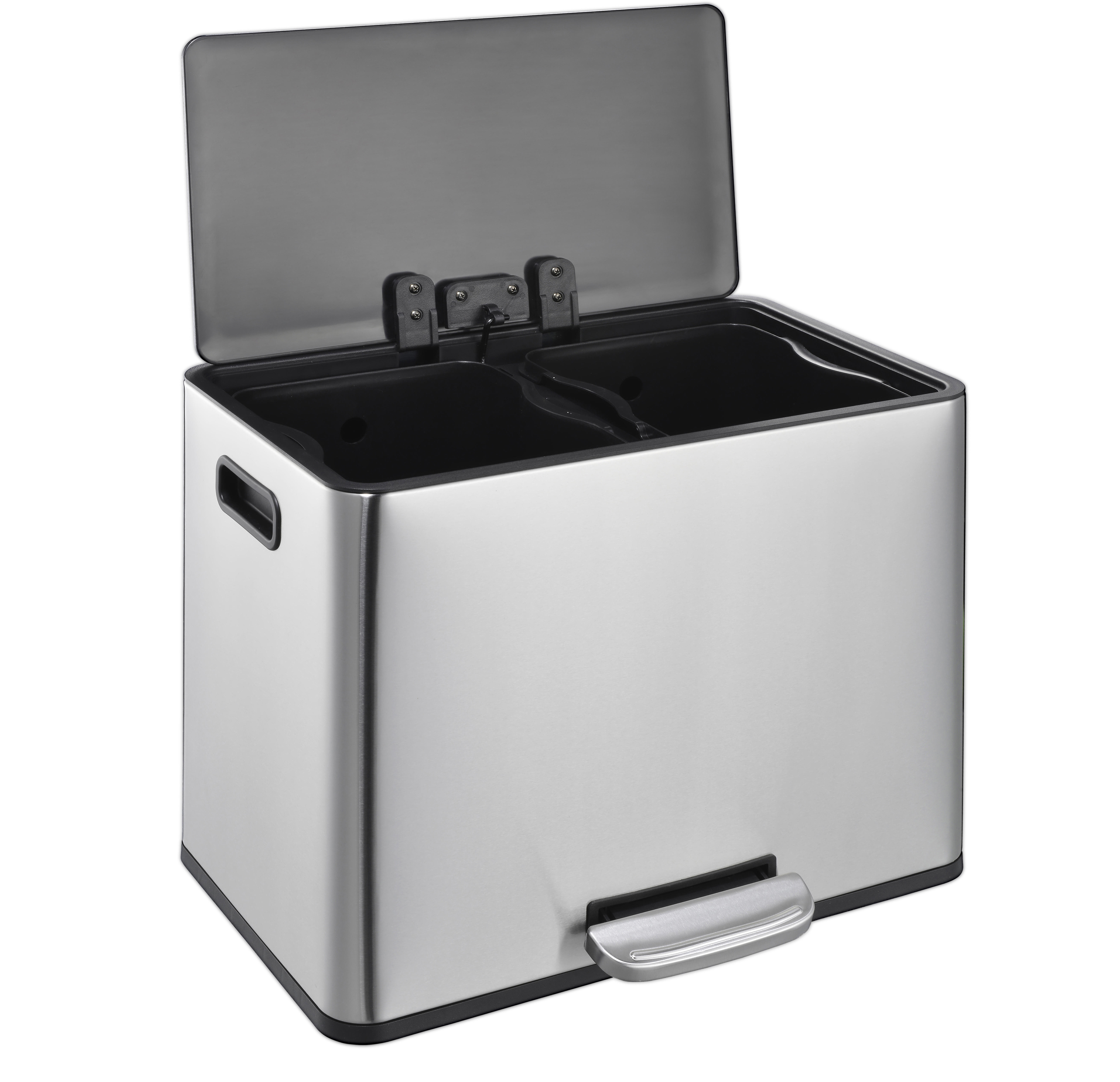 Edelstahl 2x10.5l Hochqualitätsquadratische 2 -Fachfächer Fuß Pedal Satin Finishing Matte Klassifizierter Müll Can