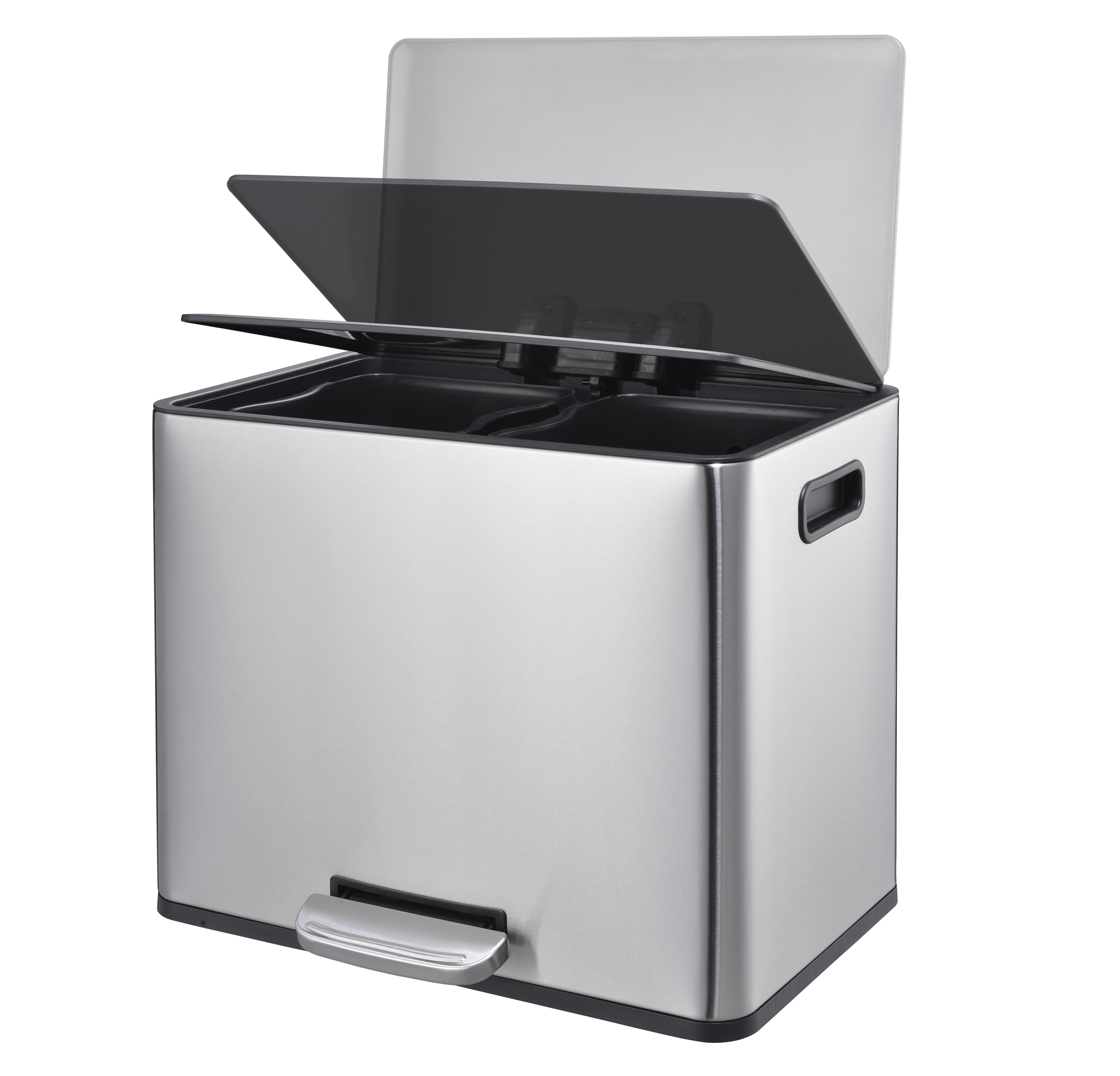 Edelstahl 2x10.5l Hochqualitätsquadratische 2 -Fachfächer Fuß Pedal Satin Finishing Matte Klassifizierter Müll Can
