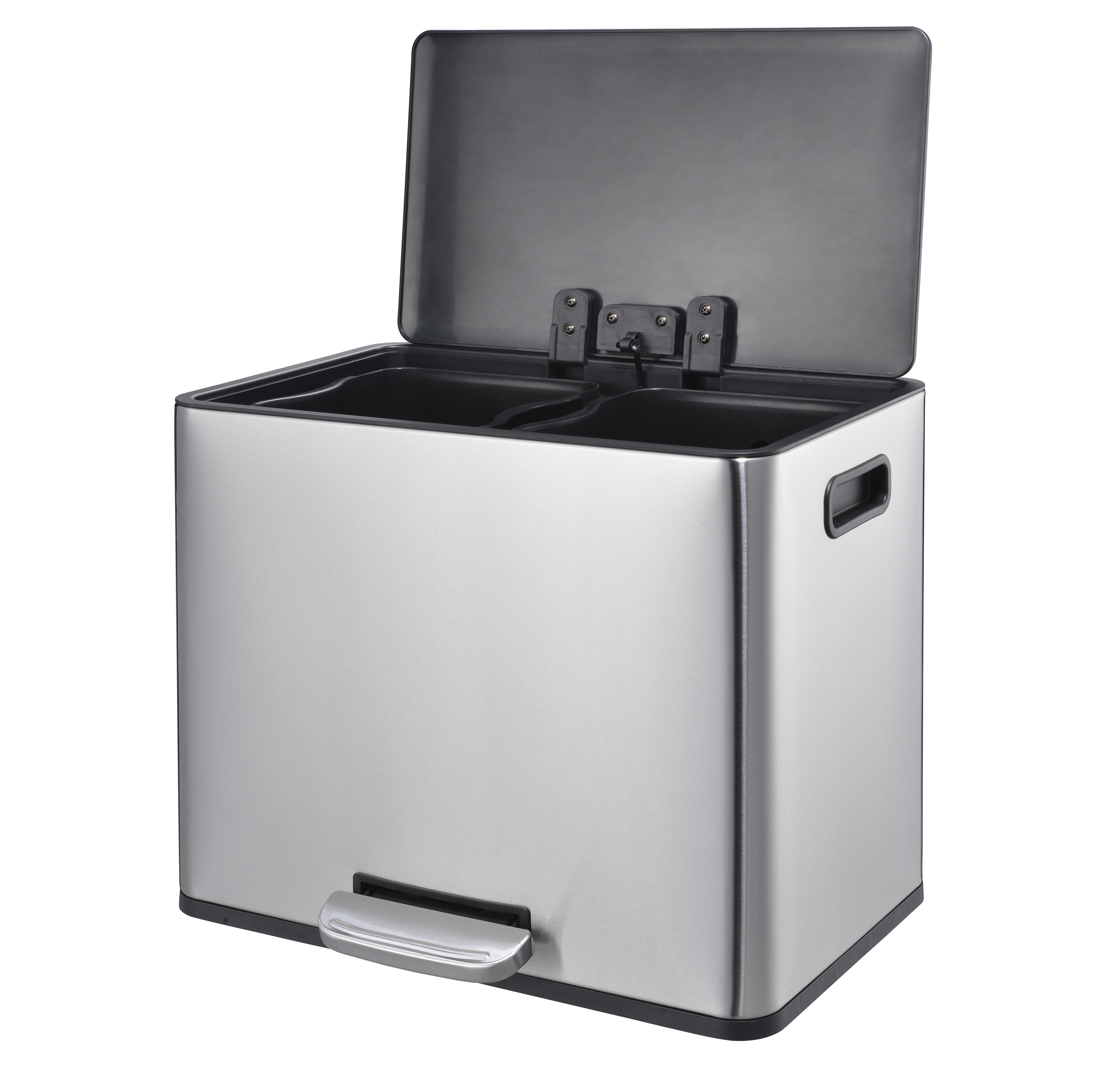 Edelstahl 2x10.5l Hochqualitätsquadratische 2 -Fachfächer Fuß Pedal Satin Finishing Matte Klassifizierter Müll Can