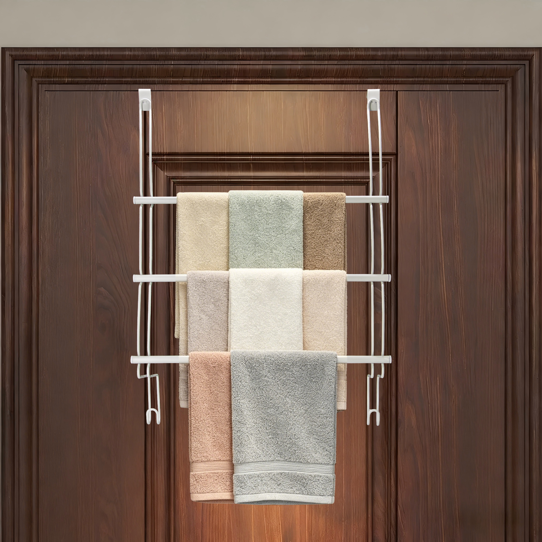 Badezimmer-Handtuchhalter, Wandmontage, mehrere Haken, rostfreier Handtuch-Organizer für Zuhause