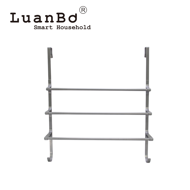 Handtuchhalter aus Metall, dreilagig, frei installierbar, mit Haken, platzsparend für Badezimmer