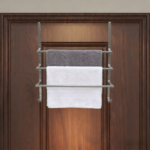 Handtuchhalter aus Metall, dreilagig, frei installierbar, mit Haken, platzsparend für Badezimmer
