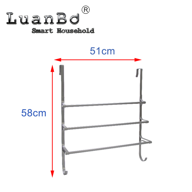 Handtuchhalter aus Metall, dreilagig, frei installierbar, mit Haken, platzsparend für Badezimmer