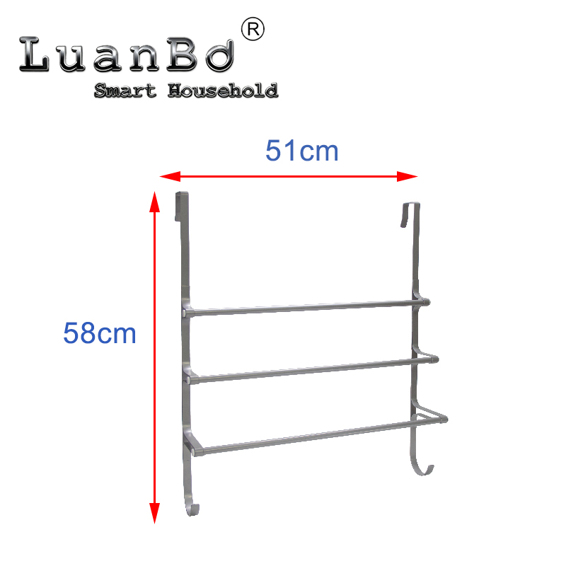 Handtuchhalter aus Metall, dreilagig, frei installierbar, mit Haken, platzsparend für Badezimmer