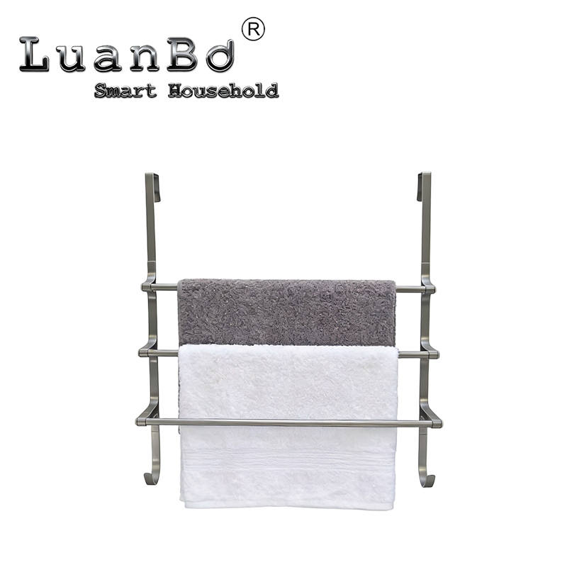 Handtuchhalter aus Metall, dreilagig, frei installierbar, mit Haken, platzsparend für Badezimmer